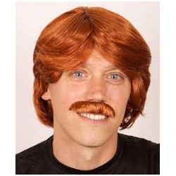 Perruque rousse + moustache