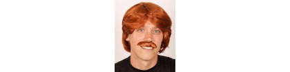 Perruque rousse + moustache