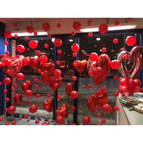 Sticker ballons coeur diamant : idée deco pour vitrine de bijouterie