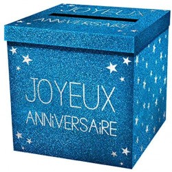 Urne bleu joyeux anniversaire