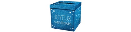 Urne bleu joyeux anniversaire