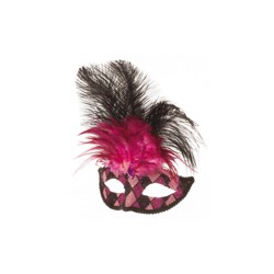 Loup venitien fuschia-rose-noir