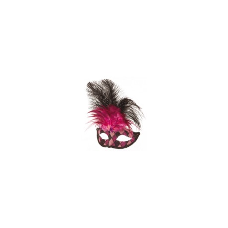 Loup venitien fuschia-rose-noir
