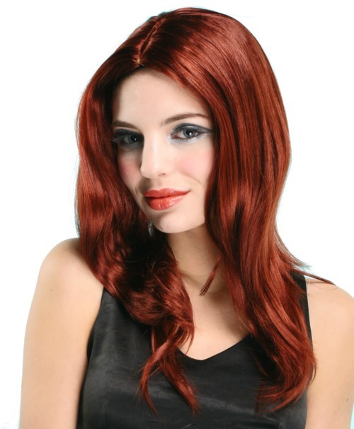 perruque rousse longue lisse
